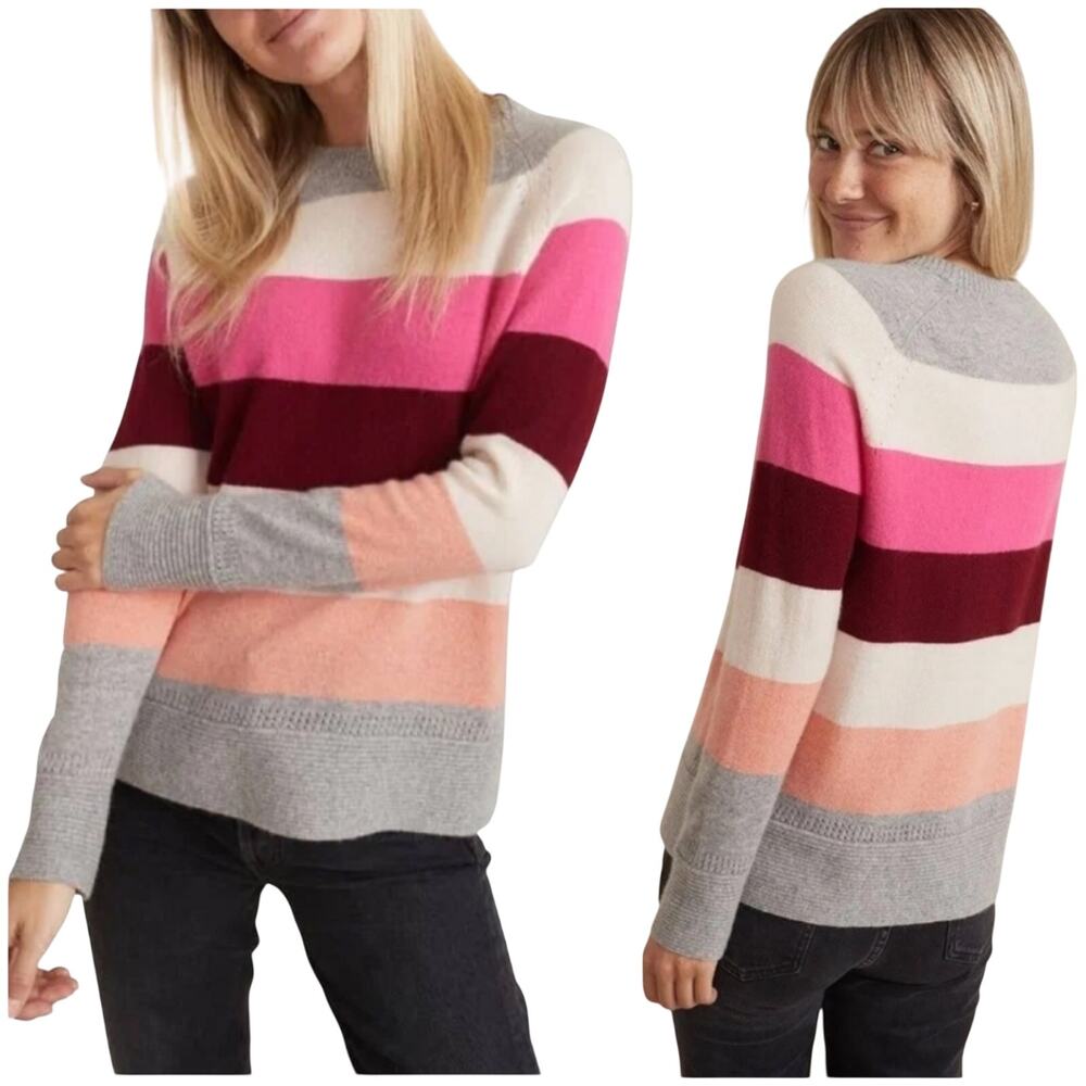 Marine Layer Maya Striped 100% Cashmere Swing Sweater Size XS Ribbed Trim EUC